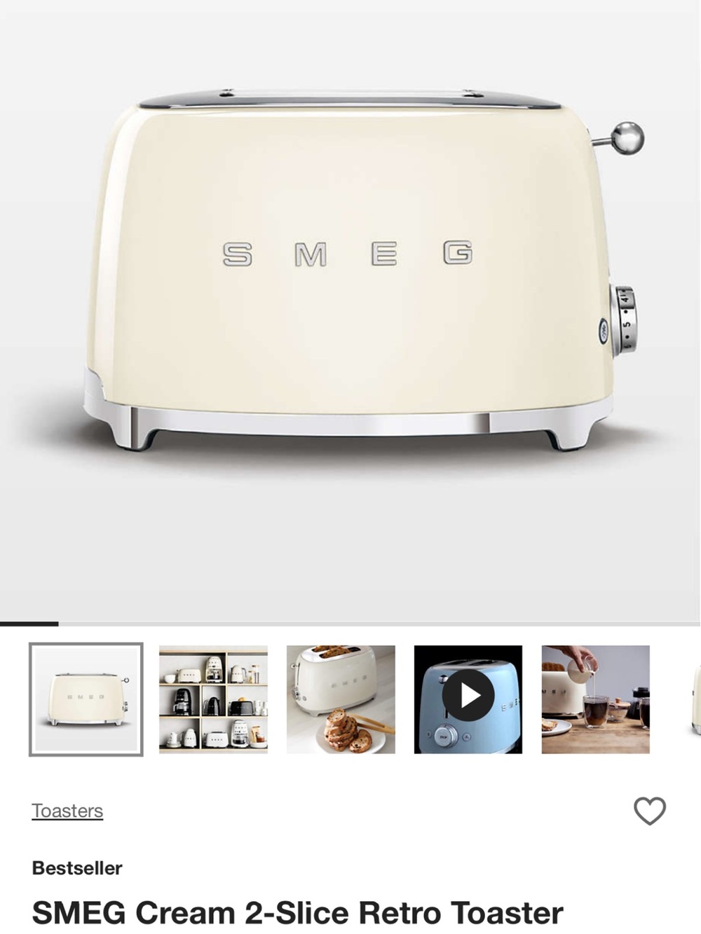 Cream 2-Slice Retro Toaster - Cream